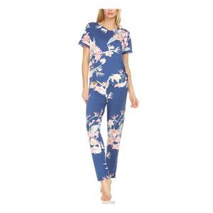 FLORA Mens By Flora Nikrooz Blue Elastic T-Shirt Straight Pants Pajamas S